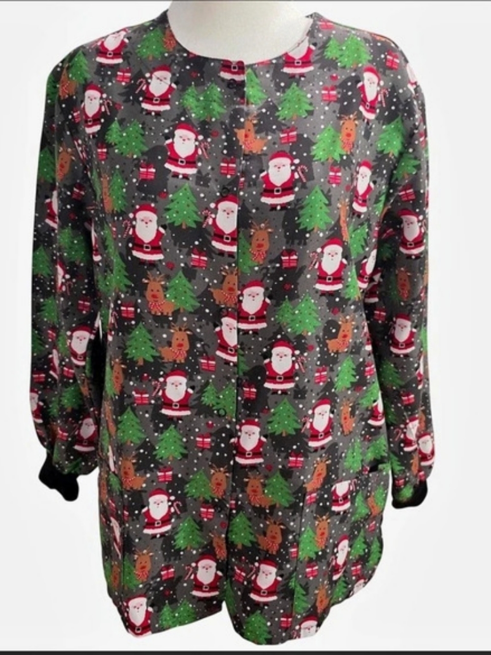 Samantha Mara Holiday Santa Christmas Scrub Jacket Small